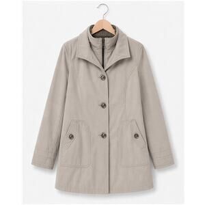 Gallery Coat Beige Button Front Jacket Womens XL 14